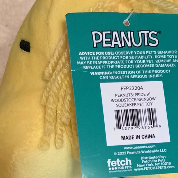 NWT ~ PEANUTS: Pride Woodstock Rainbow Squeaker & Crinkle 9 inch Pet Toy - Picture 10 of 11